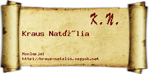 Kraus Natália névjegykártya